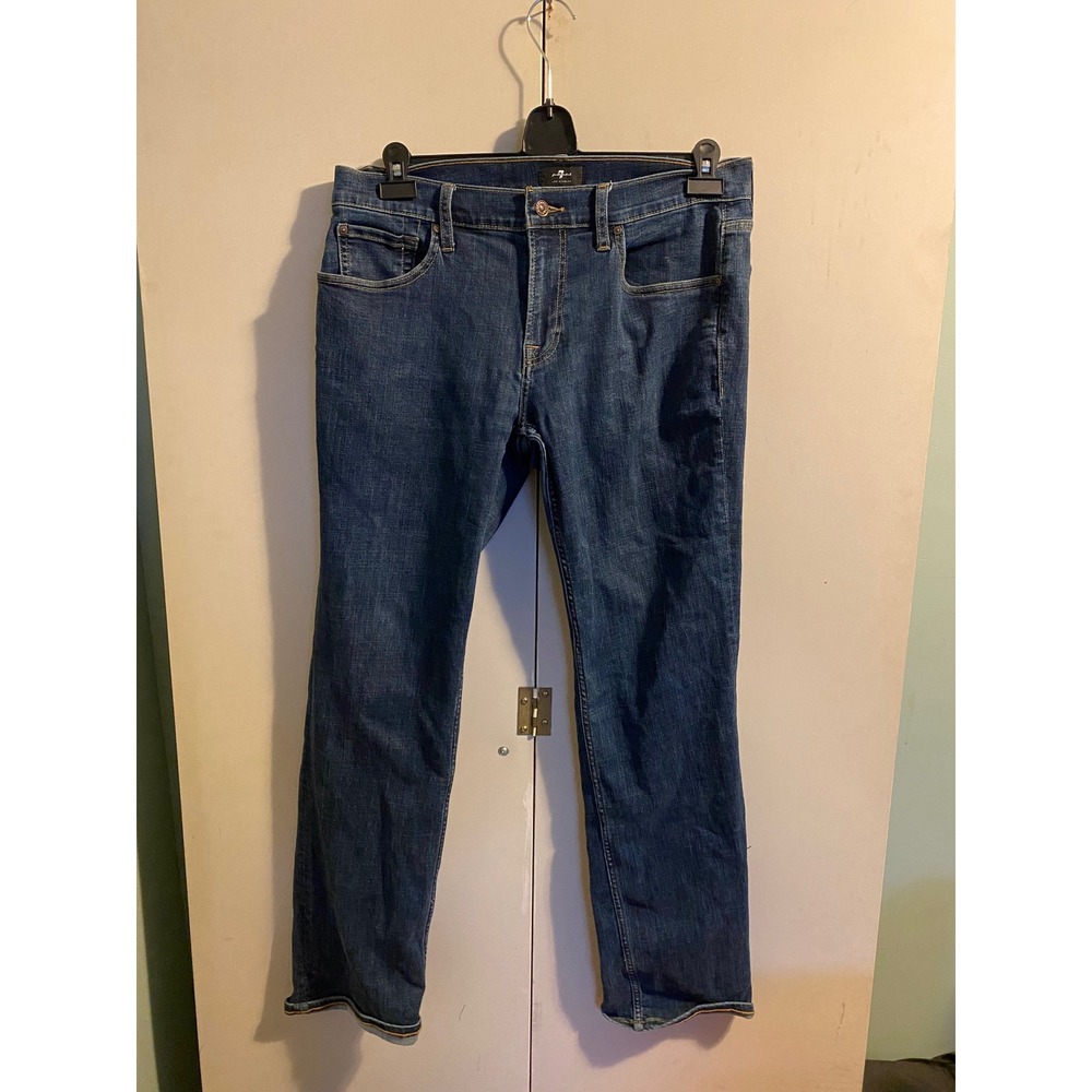 7 For All Mankind Jeans Mens 33 Blue Excellent Straight Leg Dark Wash Denim